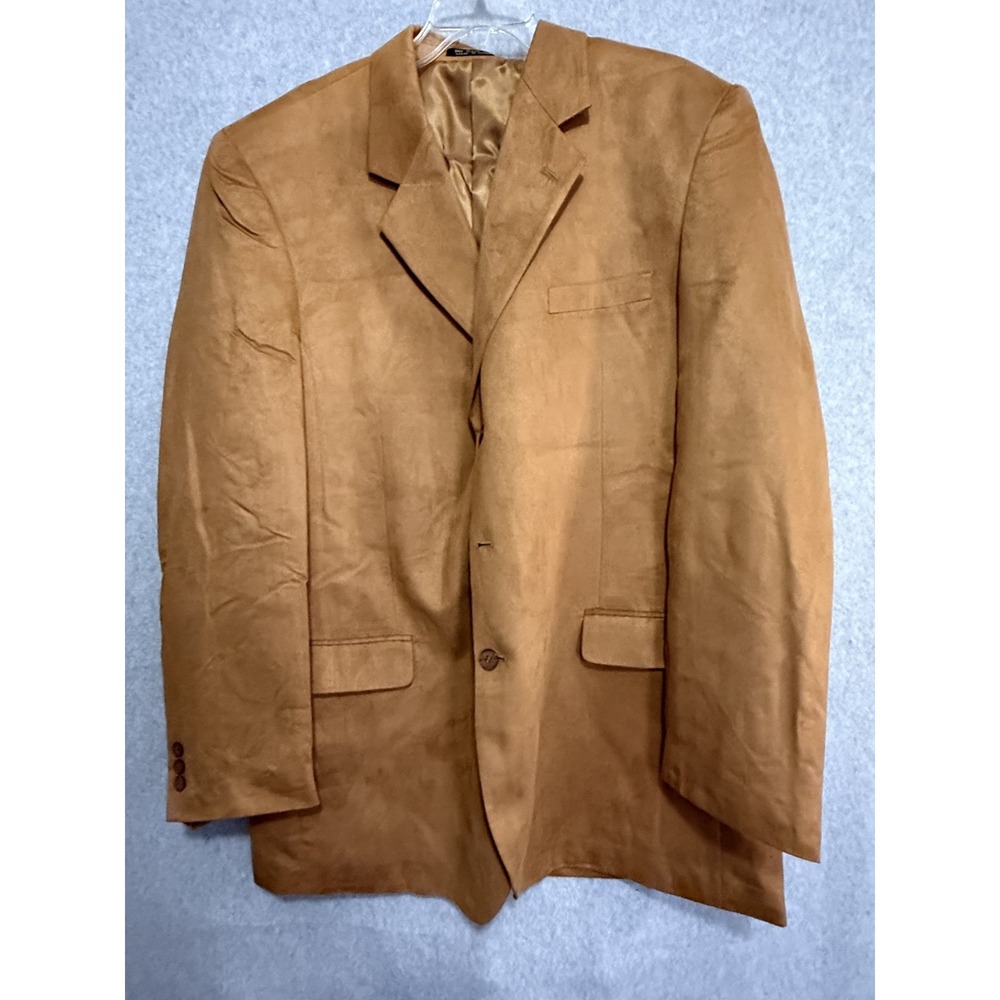 Personal Choice Faux Suede Blazer Men's 48 Tan‎ 2-Button Sport Coat Jacket Vtg